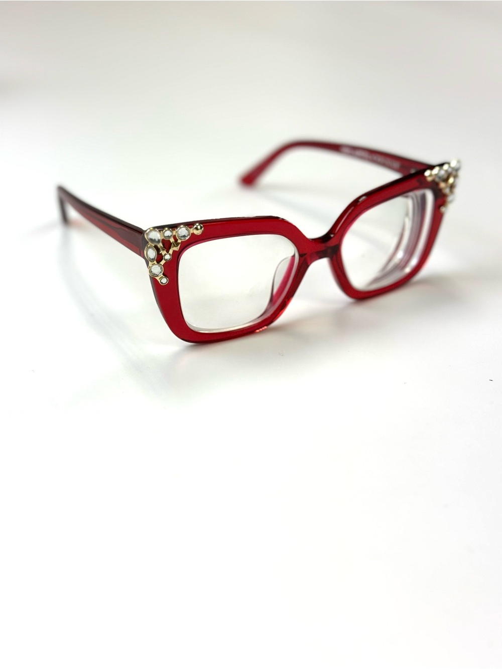 Iris Apfel x Zenni Red Jeweled Oversized Statement Eyeglass Frames Cat Eye Glam